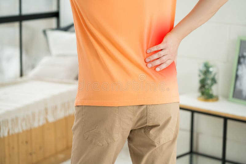Back Pain Kidney Inflammation Man Suffering From Backache At Home
