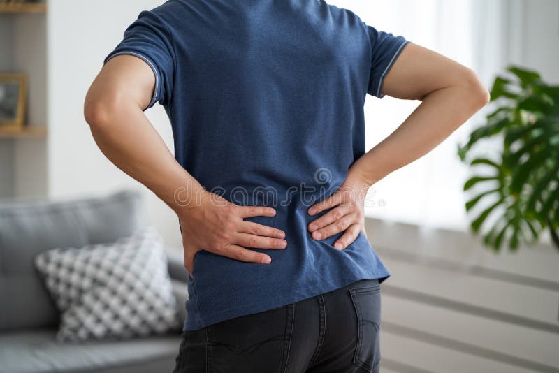 Back Pain Kidney Inflammation Man Suffering From Backache At Home