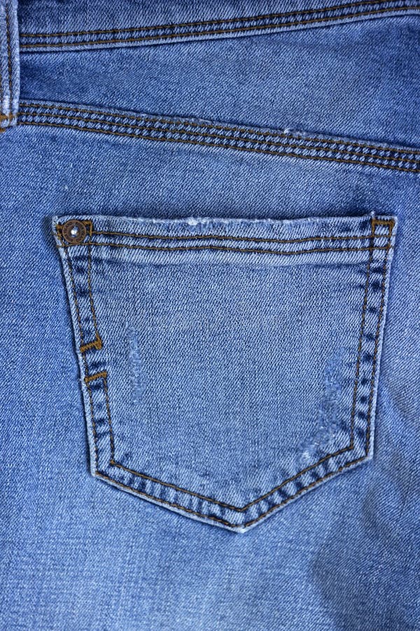 Back Pocket of Female Blue Jeans, Background. Close-up, Clothes Stock ...