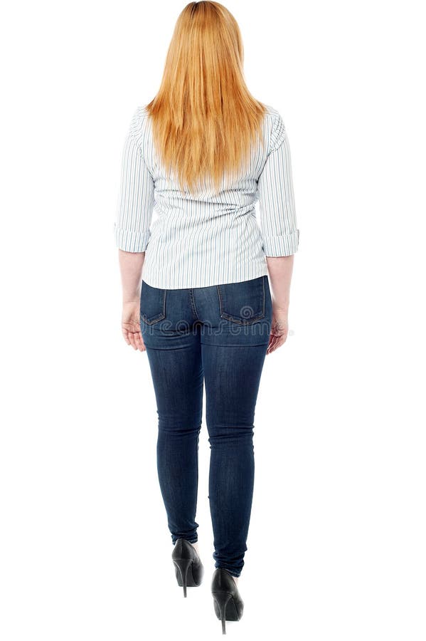 Back Pose Of A Young Woman Stock Image Image Of Jeans 34053419