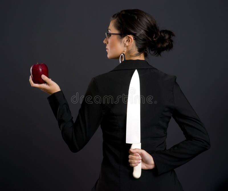 WOman Lures Offering Sweets Knife Behind Back Stock Image Image of