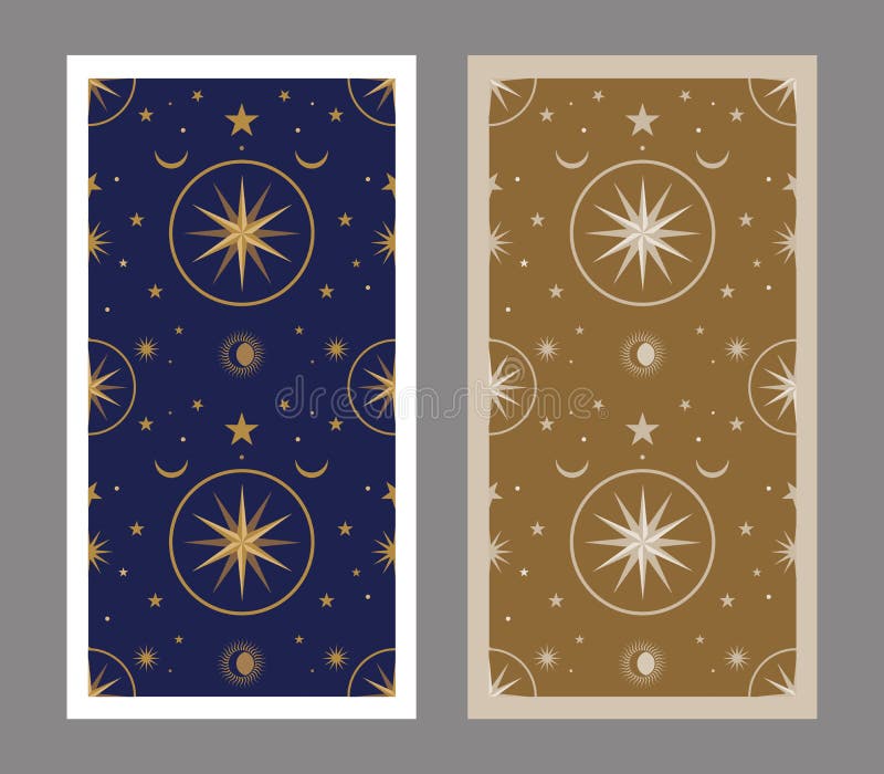 Back of Tarot Card Decorated with Stars, Sun and Moon. Esoteric Background  Stock Vector - Illustration of pattern, classical: 172272141