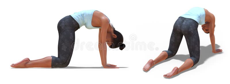 Back Three-quarters And Right Profile Poses Of A Woman In Yoga Easy ...