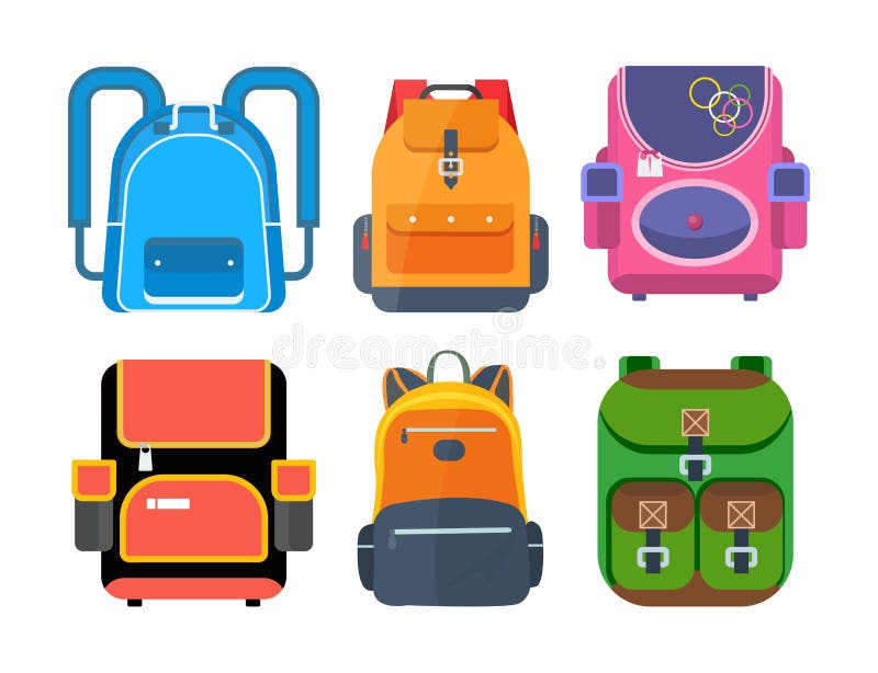 Back To School Backpacks Set Vector Cartoon Isolated Illustration Stock ...