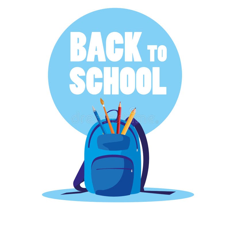 Back To School Bag with Supplies Stock Vector Illustration of