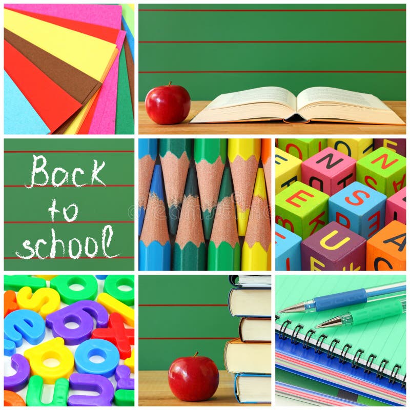 Back to school collage stock photos Back to school collage stock photos