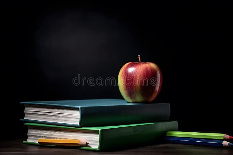 Back to school concept with apple and books royalty free illustration