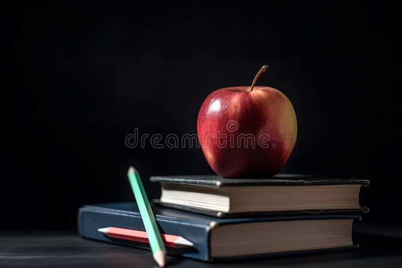Back to school concept with apple and books royalty free illustration