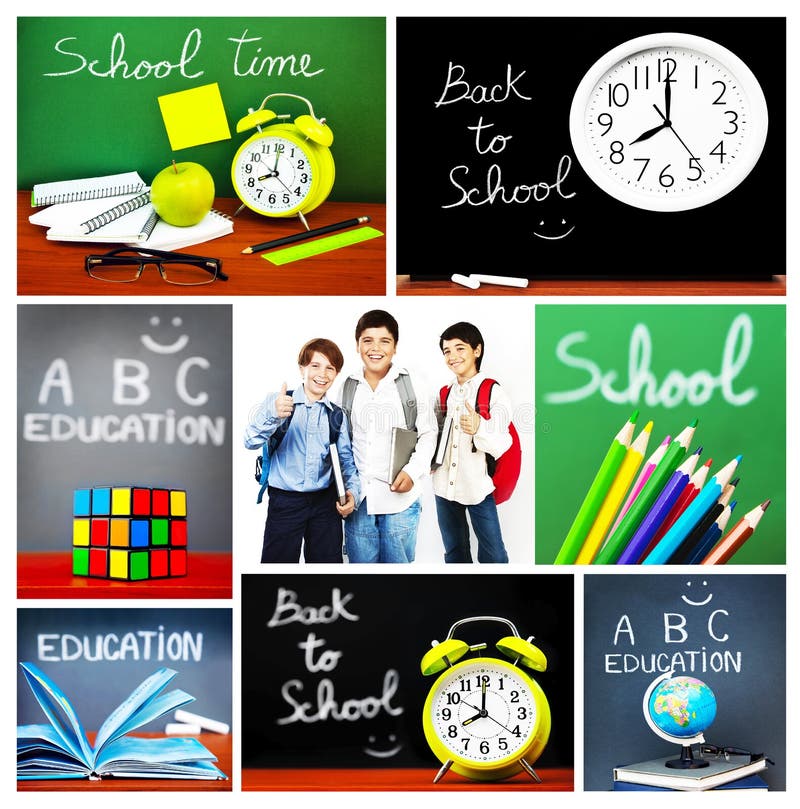 Back to school concept collage royalty free stock photography Back to school concept collage royalty free stock photography