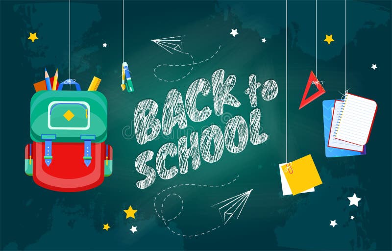 Back To School concept with text on chalkboard vector illustration