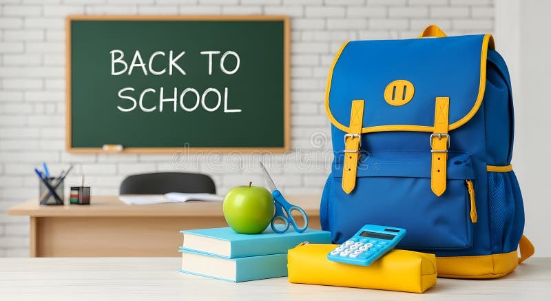 Back to School Essentials in a Bright royalty free illustration