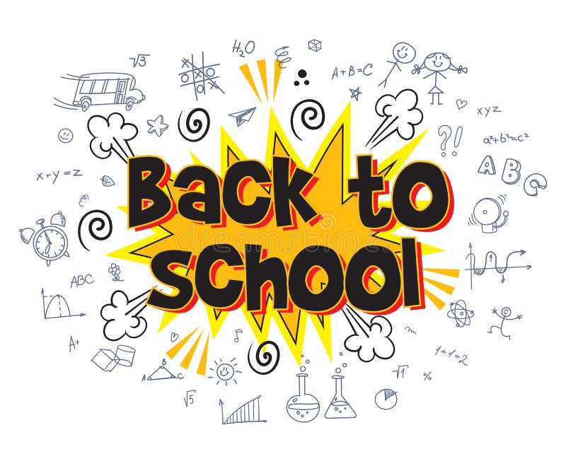 Back to school. Explosion with comic style vector illustration Back to school. Explosion with comic style vector illustration