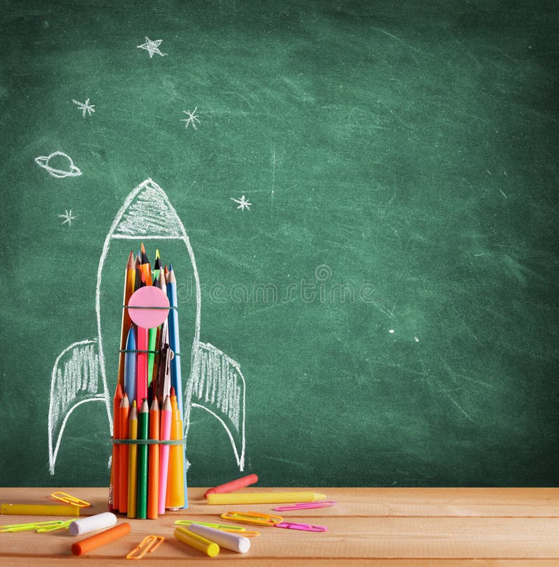 Back To School - Rocket Sketch royalty free stock photography