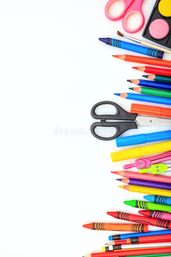 School Supplies On White Background Back To School Concept Stock Photo Image Of Portrait Marker