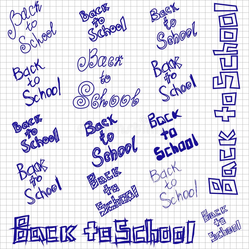 Back to school sketchy notebook doodles, design elements on lined sketchbook royalty free illustration