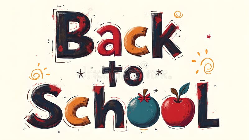 Back to school text with apple. Concept of education, learning, and knowledge royalty free illustration