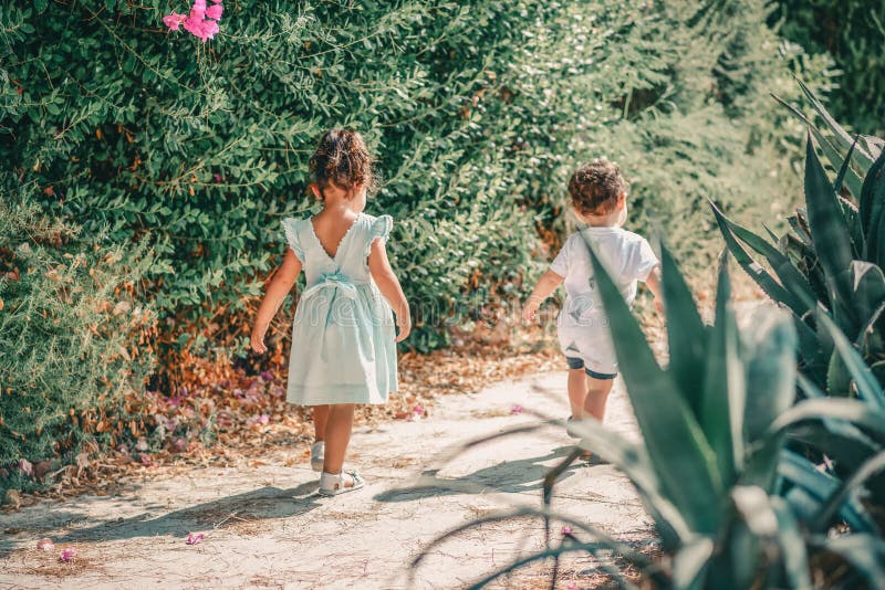 Back To School. Back View Cute Little Children Going To Preschool with ...