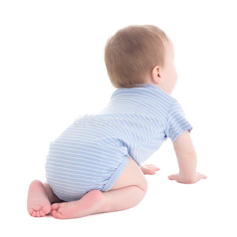 Back View of Baby Boy Toddler Isolated on White Stock Image Image of