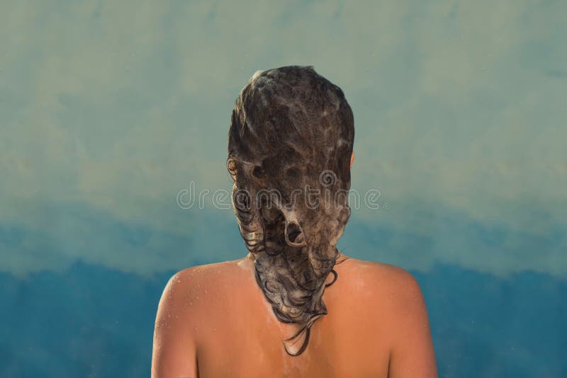 Naked woman in shower stock photo. Image of black, person 
