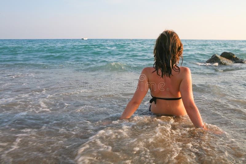 Back view of beautiful woman