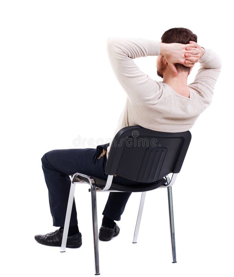 Business Man Sits On Chair With Hands Behind Head Stock Photo - Image ...