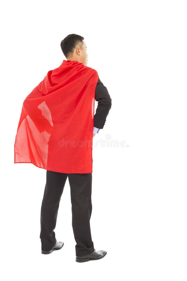 Back view businessman with super hero red shaw royalty free stock images