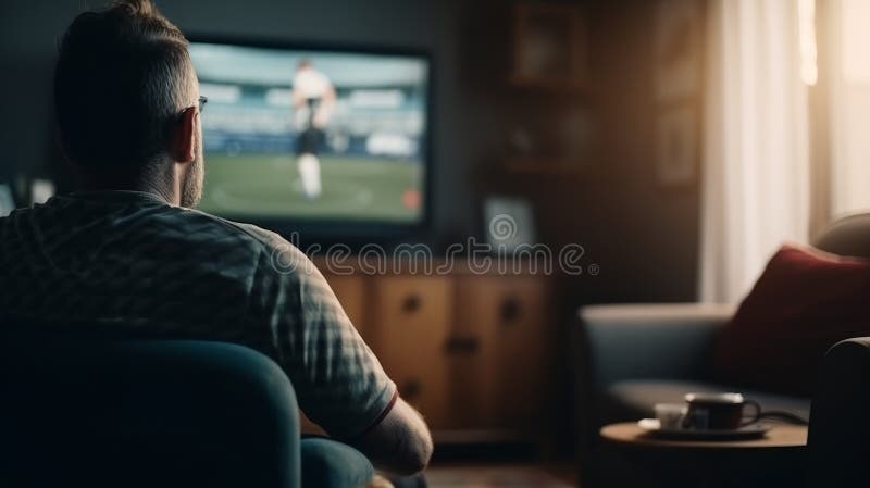 În spate se vede aproape un om relaxându-se acasă stând. ai generativ stock illustration