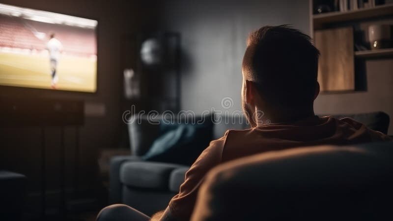 În spate se vede aproape un om relaxându-se acasă stând. ai generativ stock illustration