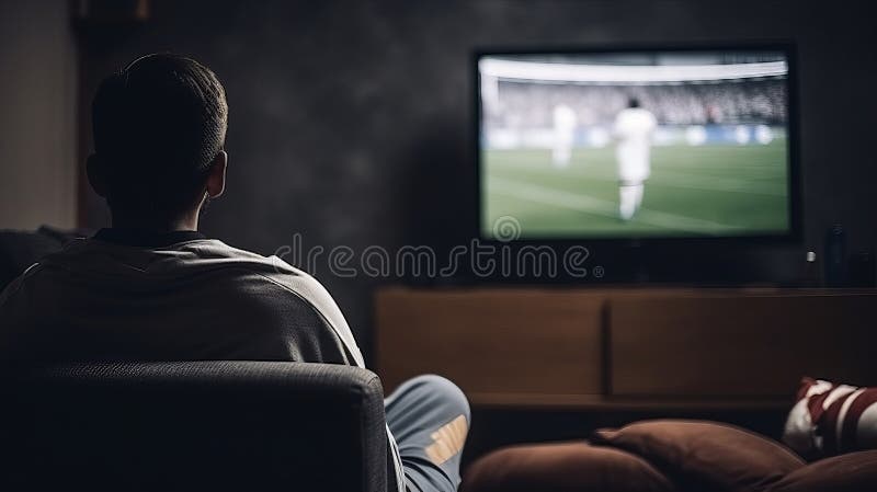 În spate se vede aproape un om relaxându-se acasă stând. ai generativ stock illustration