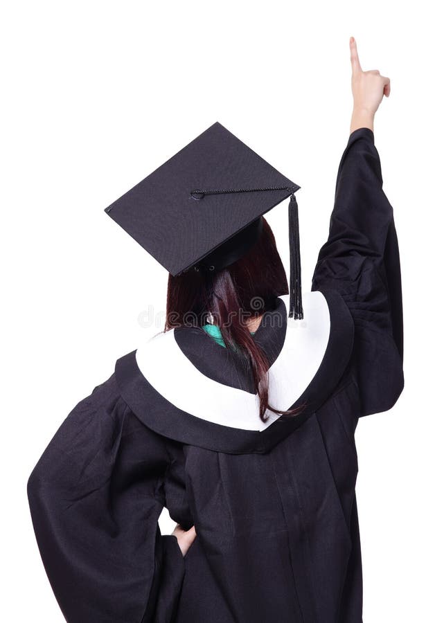 Back View Of Graduate Finger Point Copy Space Stock Image 