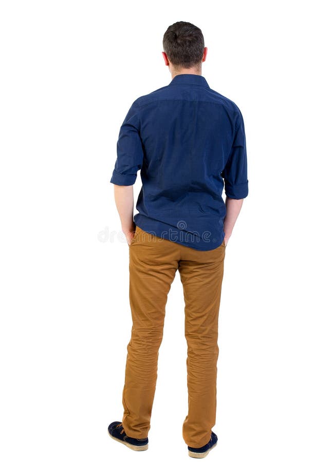 Back View of Man . Standing Young Guy Stock Image - Image of casual ...