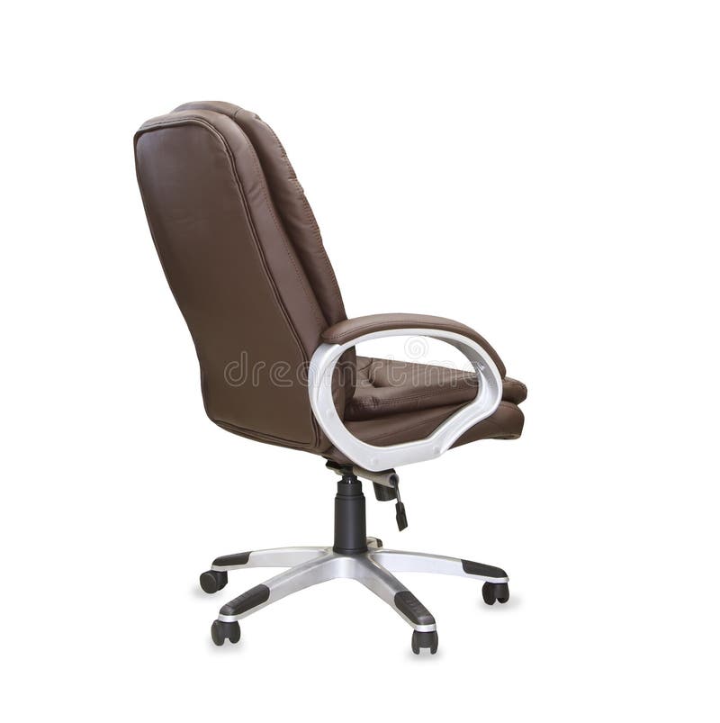 Back View of Modern Office Chair from Brown Leather. Stock Image