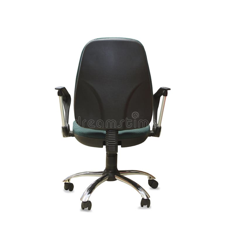 Back View of Modern Office Chair from Gray Cloth. Stock Photo Image