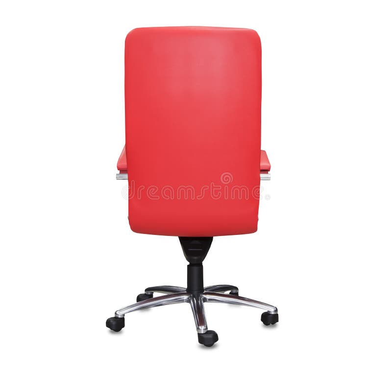 Back View of Office Chair from Red Leather. Isolated Stock Image