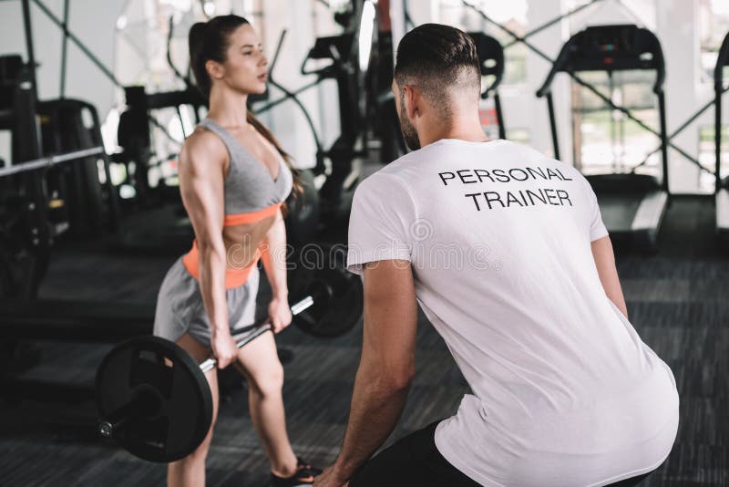 Back View Of Personal Trainer Looking Stock Image Image Of Caucasian