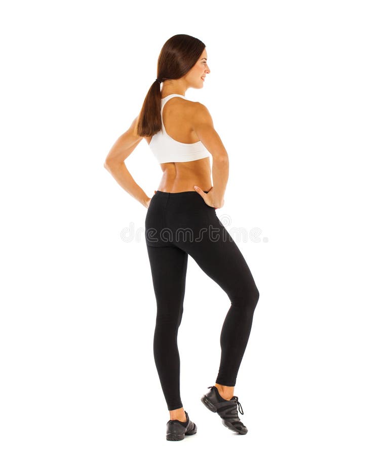 Back View Brunette Sexy Fitness Girl Stock Photos - Free & Royalty