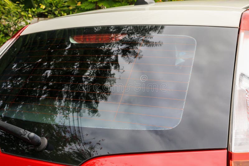 Download Back View Of Red Car Window For Sticker Mockup Stock Image Image Of Transportation View 203775557