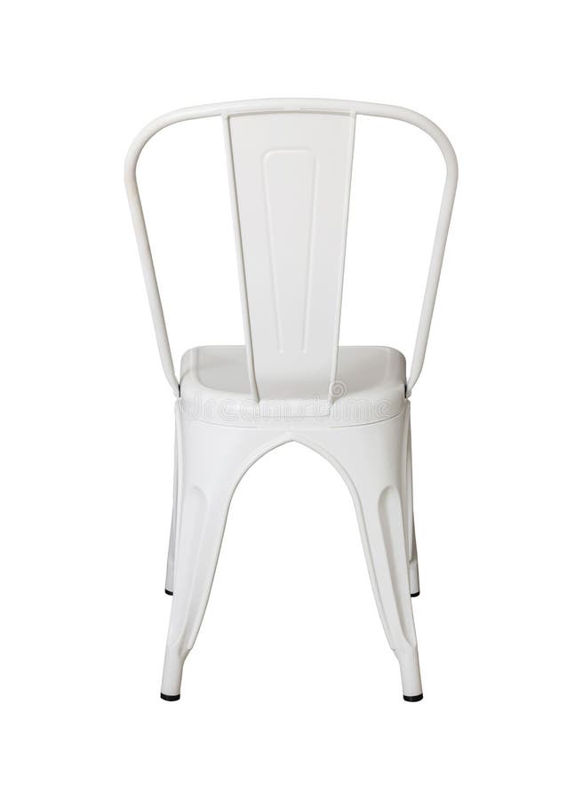 Back View of White Metal Chair Isolated on White Stock Image Image of