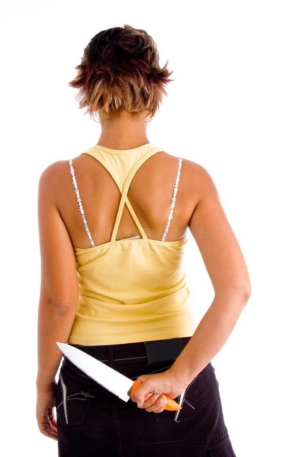 Back View of Woman Holding Knife Stock Photo Image of beautiful