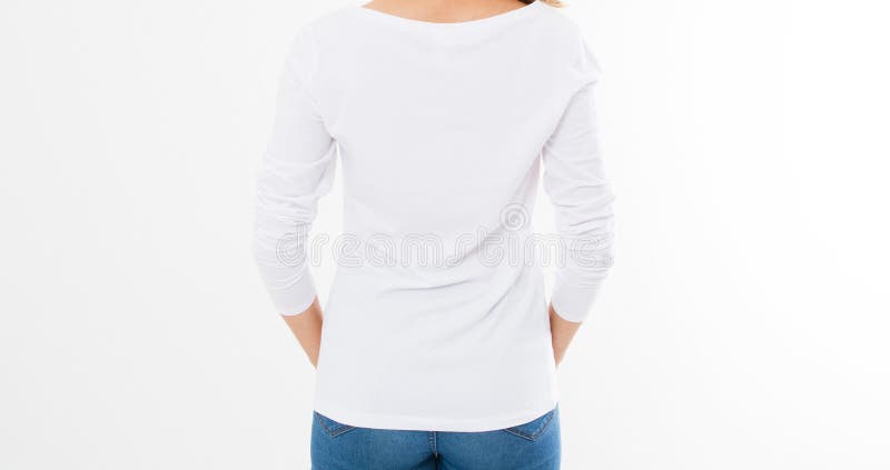 Download Back View: Woman In White T-shirt Mock Up Isolated, T ...