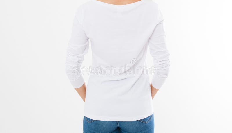 Download Back View: Woman In White T-shirt Mock Up Isolated, T ...