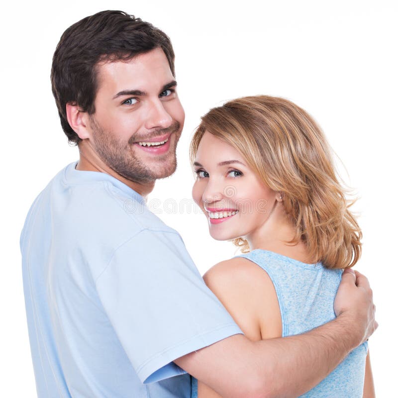 Back view of young couple in embrace. stock photography Back view of young couple in embrace. stock photography