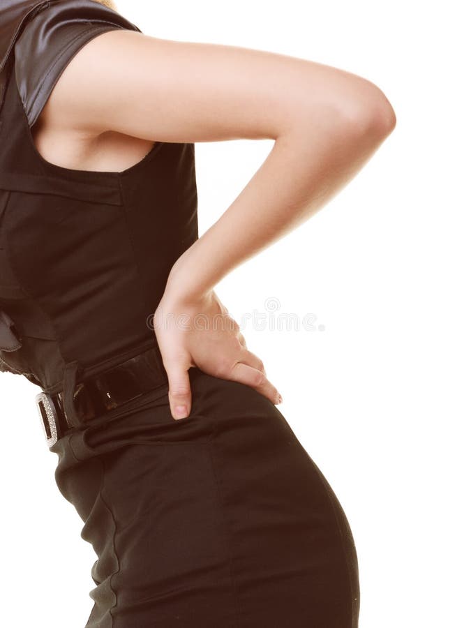Woman Suffering Flank Pain On White Stock Photo 1051400534