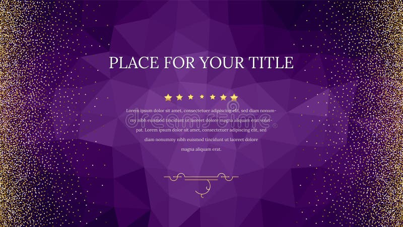 Backdrop from triangles with golden, shiny, glitter dust. Abstract metallic pattern. Horizontal picture frame. Template vector illustration Backdrop from triangles with golden, shiny, glitter dust. Abstract metallic pattern. Horizontal picture frame. Template vector illustration