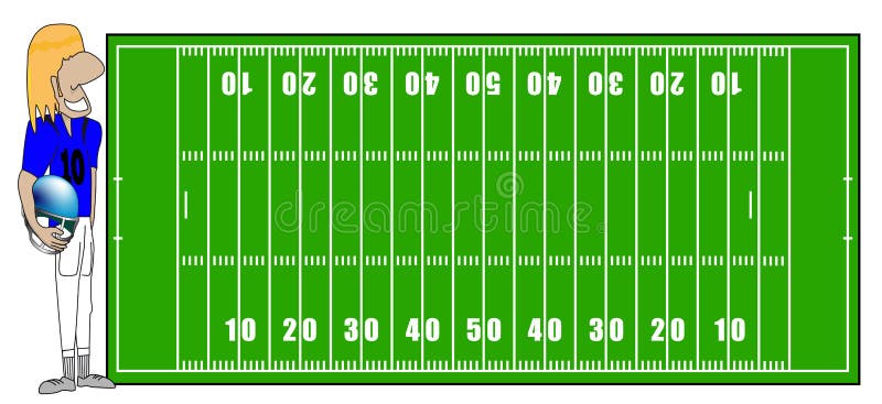 Illustration of a football background with on left a player of football with in his hand an helmet, this image could be used for explain strategies of play. Illustration of a football background with on left a player of football with in his hand an helmet, this image could be used for explain strategies of play