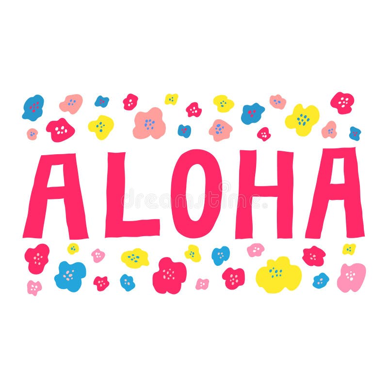 Aloha Greeting Card. Hawaiian Language. Fun Design for Print, 