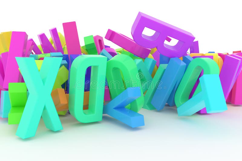 Abstract CGI Typography, Alphabet, Letter of ABC. Wallpaper for Stock Illustration