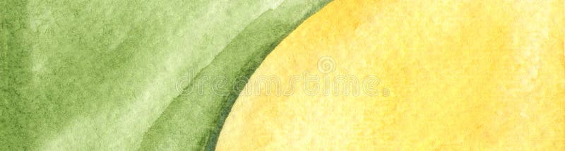 Background abstract green and yellow wave. Hand painted watercolor royalty free illustration