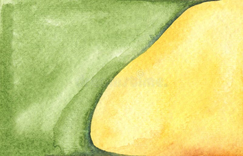 Background abstract green and yellow wave. Hand painted watercolor vector illustration