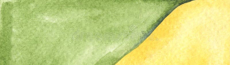 Background abstract green and yellow wave. Hand painted watercolor vector illustration